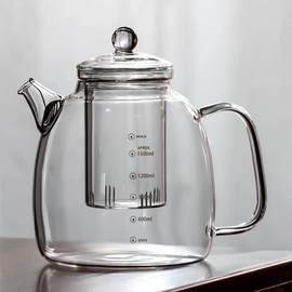 high borosilicate glass kettle with scale markings, a 2000ml water bottle, and a tea kettle capable of filtering ice water or boiling water (Panda [Teapot] Glass Lid+Glass filter screen)