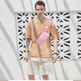 Uwiyo Bum Bag Women's Belt Bag Men Women Nylon Waist Bags Crossbody Bag Shoulder Bag Small Neck Pouch with Adjustable Strap for Sports Running Travel Driving, pink, Modern