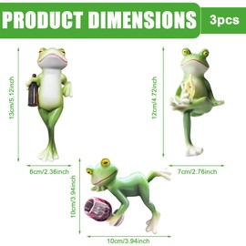 Flower Pot Hanging Frog Decorative Figures, Set of 3 Frogs Animals Resin Statue Garden Decoration Green Frog Flower Pot Hanger Figures Balcony Decoration for Garden Balcony Patio Ponds Decorative