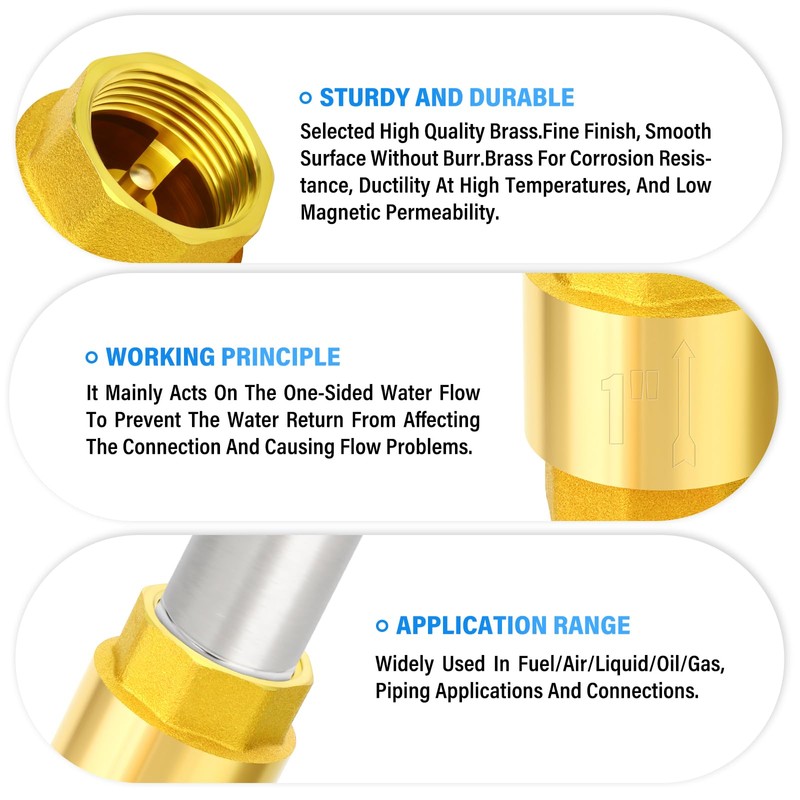 TAILONZ PNEUMATIC 2PCS Brass Check Valve 3/4" Female Thread, Backflow