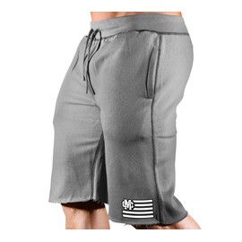 Monsta Clothing Co. MC-Crest Flag-307 Sweatshorts (Charcoal Sweatshorts/White & Black Art, X-Large)