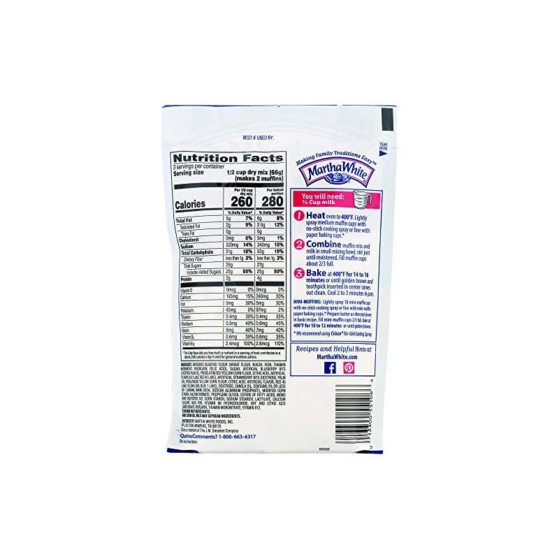 Martha White Wildberry Muffin Mix, 7 Ounce (Pack of 12)