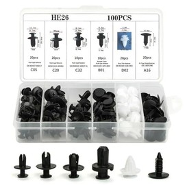 Grapa Kit Automotriz Remache Universal Surtido Estuche Clips 100 Pzs