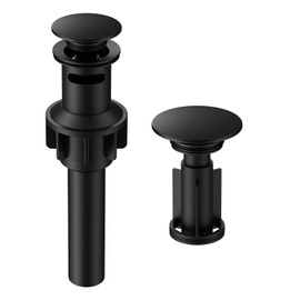 Bathroom Sink Drain with Overflow, Hurran Matte Black Bathroom Sink Stopper for Bathroom Vanity Vessel Sink, Rapid Draining Plastic Pop-up Sink Drain with Hair Catcher Anti-Clog Strainer