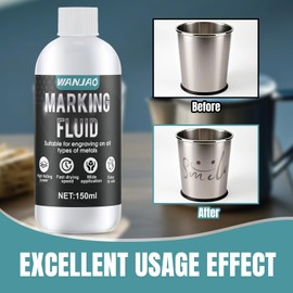 WANJAO Laser Marking Spray, Marking Powder Enhanced Engraving with Sponge Brush Water Based Safe Low Odor Fast Drying Suit for Metal, Wood, Glass 150ml