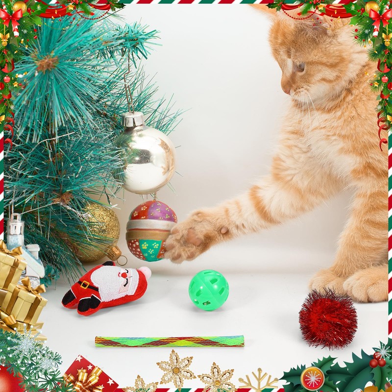 homdat Cat Toy, Pack of 10 Christmas Cat Toy Set