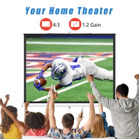 LopBast Screen Projector Screen with Stand 108-INCH Indoor Outdoor 4:3 1.2 Gain PVC Movie Projection Screen 4K 8K 3D Ultra HD HDR Wrinkle-Free Design for Home Theater Movie Theatre Cinema Office Game