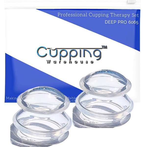 Cupping Warehouse Advanced (Hard) Supreme 2 Large DEEP PRO 6065 Professional Cupping Therapy Set- Myofascial Cupping Set- Harder Silicone Cupping Set-, Cupping Set Massage Therapy Cups