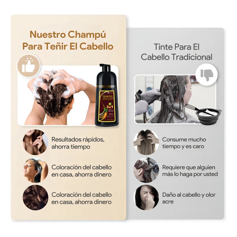 Kaisasa Champú Para Tinte De Cabello Castaño Oscuro 3 En