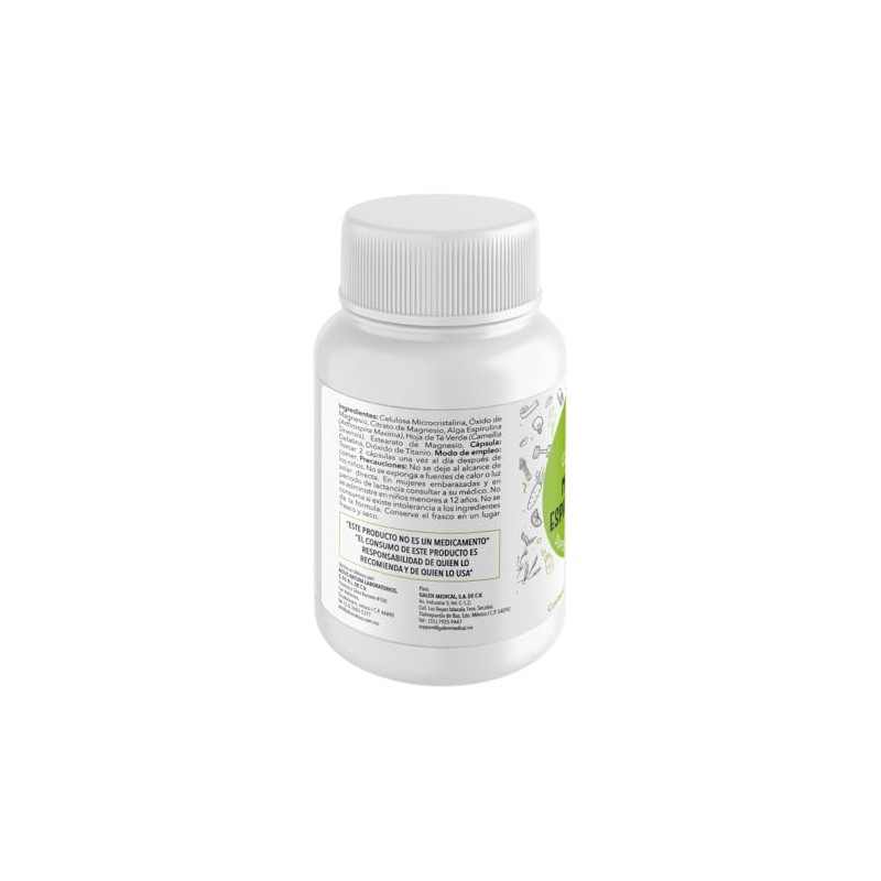 Magnesio, Alga Espirulina y Té Verde, 60 Cápsulas por Frasco