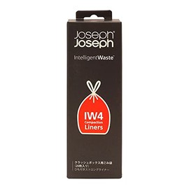 Joseph Joseph IW4 Bin Liners with Tie Tape Drawstring Handles- 50 Litres, Pack of 20- Transparent