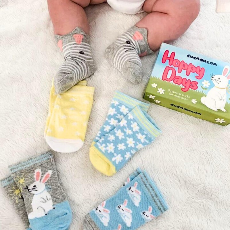 Cucamelon Baby Hoppy Days Sock Gift, Multi, One Size