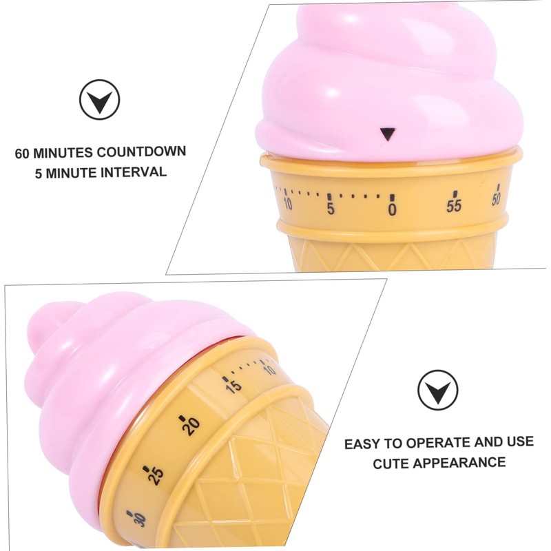 iplusmile 1Pc Pink Ice Cream Mechanical Timer Wind Up Cooking