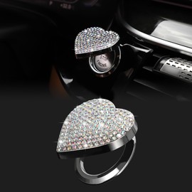 TOMALL Bling Car Engine Start Button Cover Diamond Interior Crystal Push Start Button Ring Sticker Sparkly Accessories Heart Bling Ignition Button Rhinestone Emblem Decal Universal for Car (Colorful)