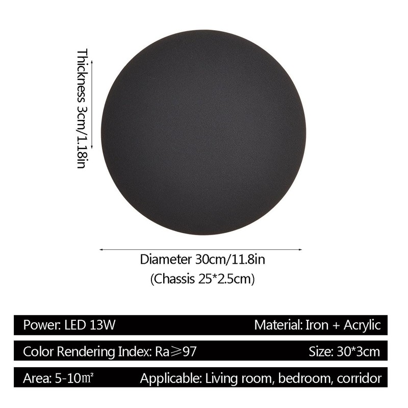 YXTSIMV Modern Minimalist Wall Light White Round Disc Wall Sconce