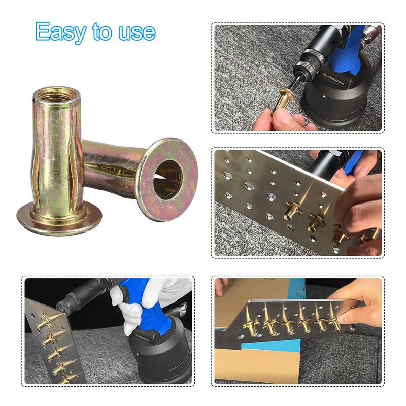 Awclub 5/16-18 Multi-Grip Rivet Nuts, 6pcs Pre-Bulbed Shank Flat Head
