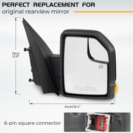 Donpida Right Passenger Side Door Mirror Assembly Compatible with Ford F150 2015-2020 with Turn Signal, Power Heated, Blind Spot Glass Replaces ‎FL3Z17682CB (6 Pins)