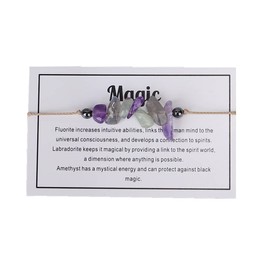 tenghong2021 Chakra Crystal Beaded Bracelet with Wish Card Adjustable Spiritual Anxiety Stone Beads Braide String Bracelet Yoga Meditation for Women Men Jewelry Birthday Gifts-Magic
