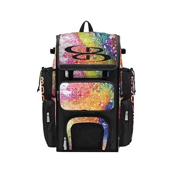 Boombah Superpack Bat Bag - Backpack Version (no Wheels) - Holds 4 Bats - Rainbow Splatter Multicolor
