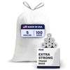 Plasticplace 5 Gallon Trash Bags - White Drawstring Garbage Bag