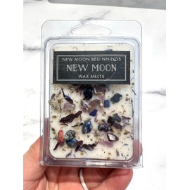 New Moon Wax Melts by New Moon Beginnings for New Beginnings & Manifestation, Healing Crystals & Stones, Herbs & Flowers, Scent Bergamot, Black Pepper, Tonka Bean, Cedarwood