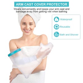Arm Cast Covers for Shower, Waterproof Cast Cover Full Arm Cast Protector Watertight Seal Keep Wound and Bandage Dry for Broken Arm, Wrist, Hand, Fingers, Left or Right Arm