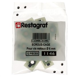 Restagraf Cage Nut Nylon M6 1.00 Compatible with Vehicles Type: Citroen, Fiat, Nissan, Opel/Vauxhall, Peugeot, Renault (Pack of 12)