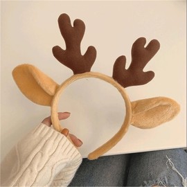 TOUFEIYUAN Reindeer Headband Deer Christmas Deer Antler Deer Ear Cute Hair Ornament Reindeer Costume Accessory Cosplay Costume (Brown)