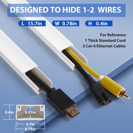 Cord Cover Wall Kit, TV Cord Hider for 1 Thick Cord, 157in Wire Covers for Cords, YCLYC Cable Hider for Wall Mount TV, Wall Cable Concealer, Cable Cover Cable Raceway 10 x L15.7”, W0.78” H0.4” Grey