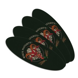 Krampus Who's Naughty Christmas Holiday Double-Sided Oval Nail File Emery Board Set 4 Pack