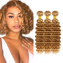 Blonde Bundles Human Hair #27 Deep Wave Bundles Honey Blonde Deep Wave Human Hair Bundle 12 14 16 inch 27 Color