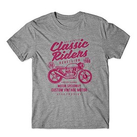 Classic Riders T-Shirt. Motorcycle Biker 100% Cotton Premium Tee New Grey (XXL)