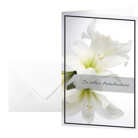 Sigel DS006 Sympathy Cards with White Amaryllis Design 17x11.5 cm Including White Envelopes [Pack of 10, German Language Product]