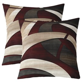 Abstract Stripes Throw Pillow Covers Vintage Geometric Circles Lines Decorative Cushion Covers for Teens Men Women Modern Spiral Simple Style Cushion Cases for Sofa Office 20x20 Inch Set of 2
