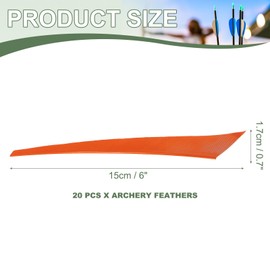 YELARXI Arrow Vanes Turkey Archery Arrows Feathers Fletching, 6 Inch Left Wing Fit for Hunting Target Shooting (20Pcs, Orange)