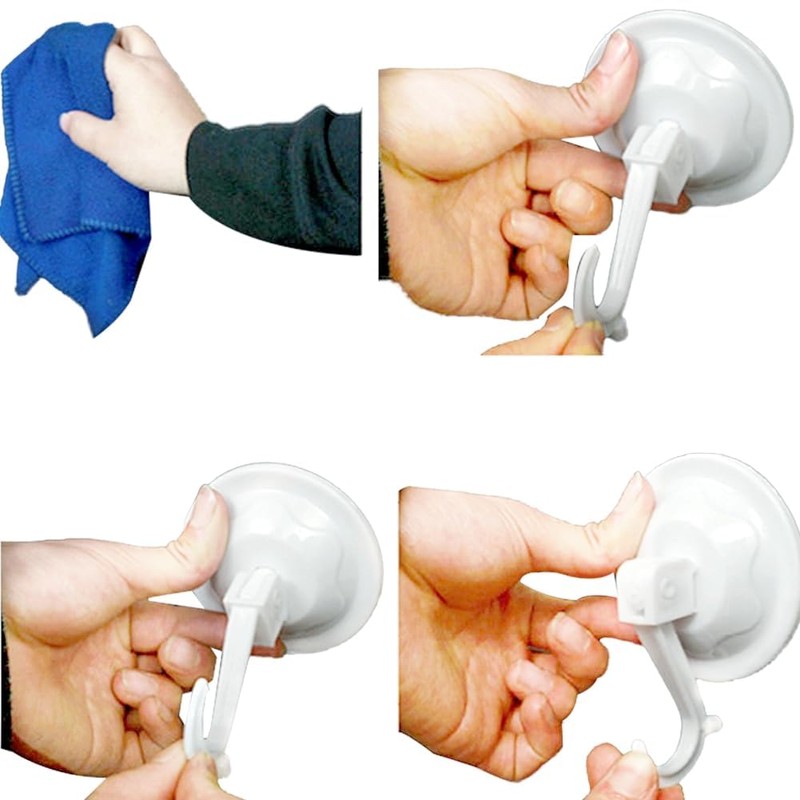 Suction Cup Hooks, 4 Pieces, Suction Hooks, Removable, Reusable, Non-mark,