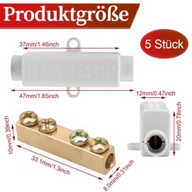 YUFFQOPC 5 Stück Hochleistungs-Drahtverbinder aus Messing mit Doppelschrauben, ABS-Gehäuse, Stoßdraht-Klemmblock, Kabelverbinder Klemmleiste 1000 V, 100 A, Geeignet für 2,5 Bis 16 mm²