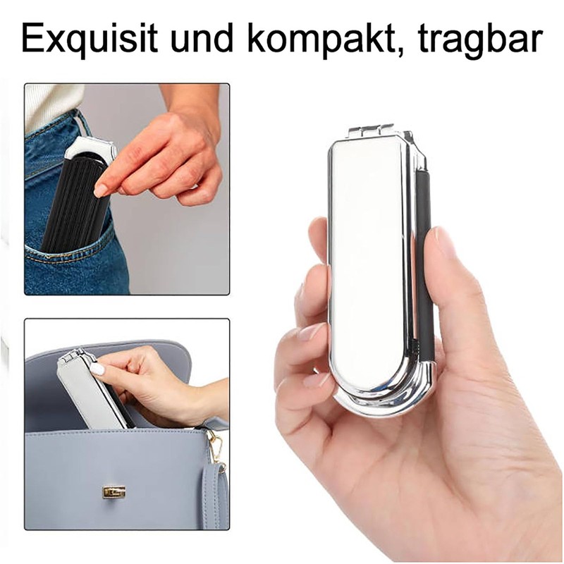 2 Stück Klappbürste Reise, Klappbar Haarbürste mit Spiegel, Mini Haarkämme,