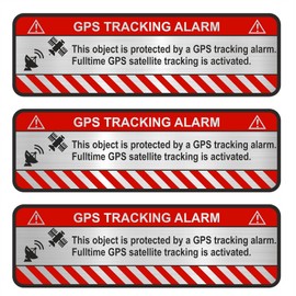 Finest Folia 9 x GPS Sticker Bicycle Motorcycle Car Alarm Warning Anti Theft Sticker Tracker Secured (Aluminium Cut Silver, R057 Object)