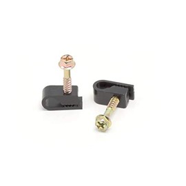 THE CIMPLE CO - Single Coaxial Cable Clips, Cat6, Electrical Wire Cable Clip, 1/4 in (6 mm) Screw Clip and Fastener, Black (100 Pieces per Bag)