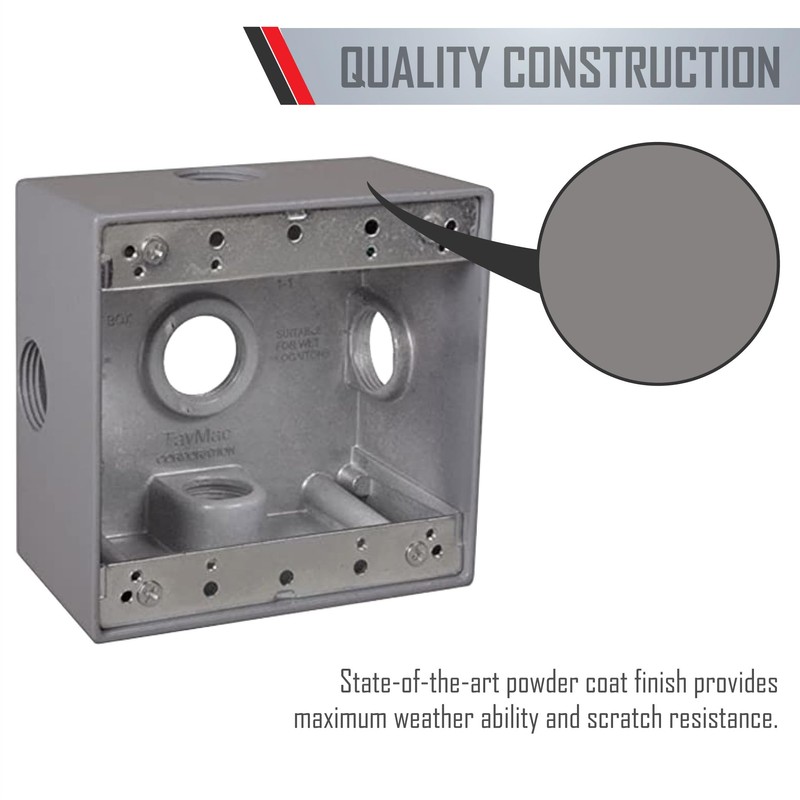 TayMac 4.5 x 4.5 In. 2-Gang Gray 2-in. Deep Weatherproof