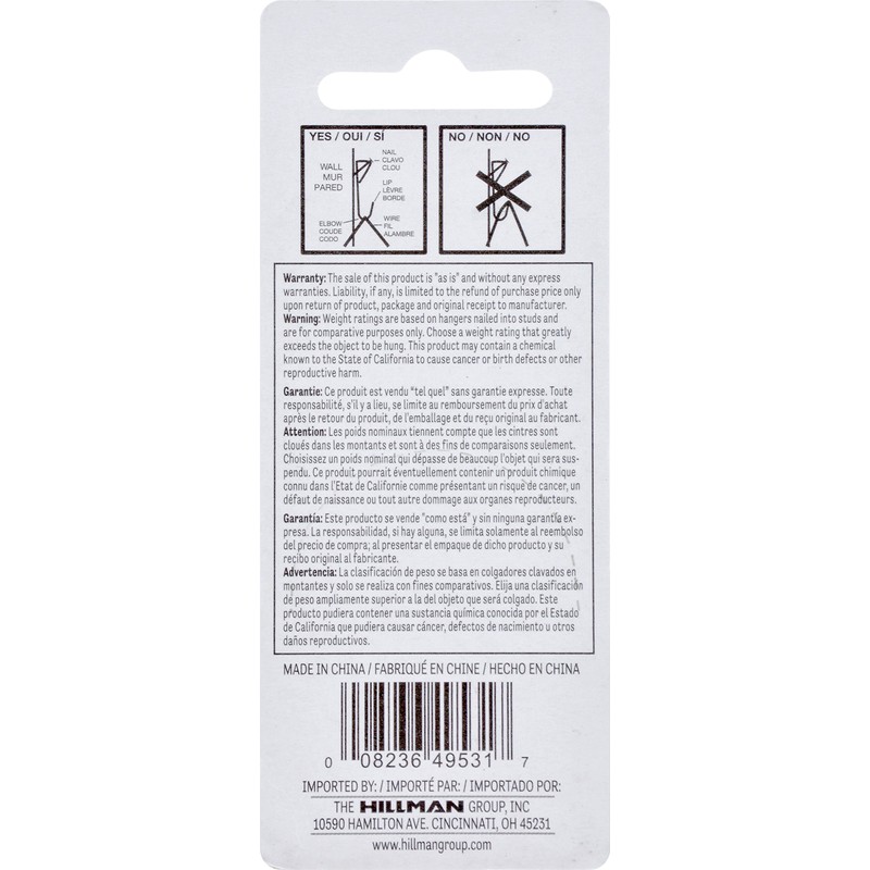 Hillman Hanging-Hardware 122196 Brass Professional Picture Hangers (75lb) 2 Pack,