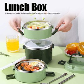 Stainless Steel Lunch Container, Portable Leakproof Food Storage Containers Lunch Box Stackable Lunch Container Insulated Lunch Snack Box for Students Adults Men Women (Single