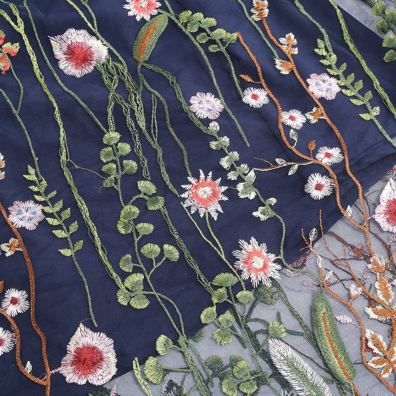 Odizli Tulle Skirt Women's Long Elegant Vintage Flower Embroidered Elastic