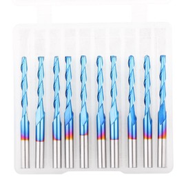 10Pcs 2‑Flute Router Bit Blue Coated Spiral Ball End Mill Bit Milling Cutter 2 x 17mm