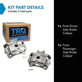 TRQ Front Brake Caliper Set Zinc Coated Brackets Hardware Compatible with 2000-2006 Nissan Sentra