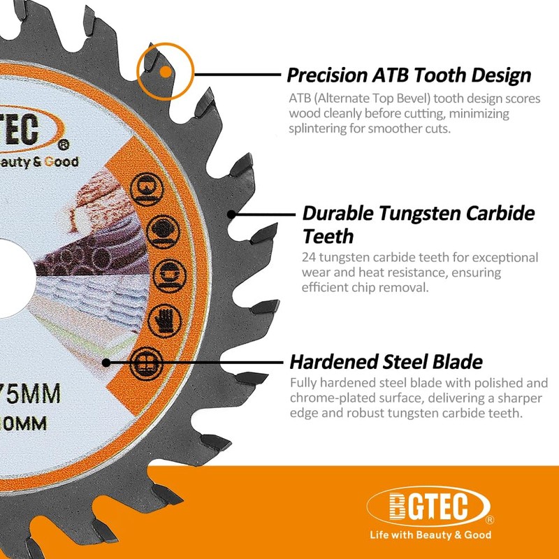 BGTEC Circular Saw Blade - 4PCS 3" Cutting Dics Arbor