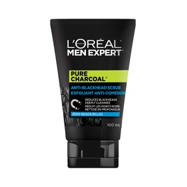 L’Oréal Paris Anti-Blackhead Scrub for Men, Pure Charcoal Men Expert Skincare, With Oak Charcoal to Reduce Blackheads and Deeply Cleanse Skin, 100 ml
