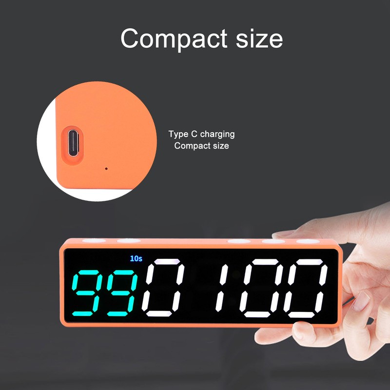 Fitness Timer Clock Large LED Digital Anti Vertigo Display Workout