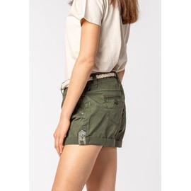 Eight2Nine Women's Chino Shorts with Braided Belt, Middle-green